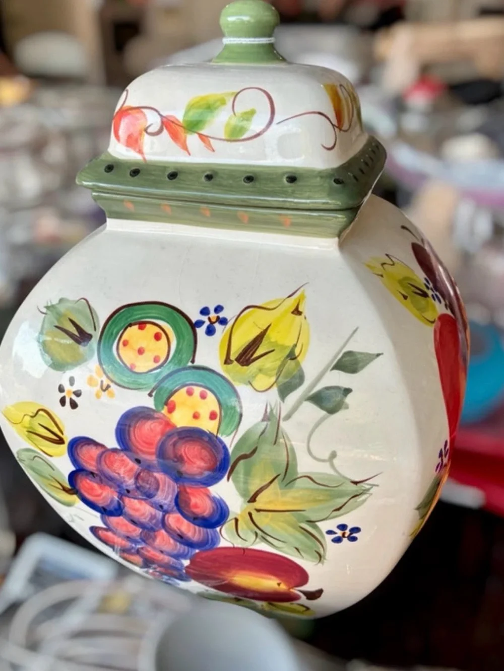 Vintage Hand Painted Biscotti Cookie Jar Canister Nonni’s Farmhouse Tuscan Italy